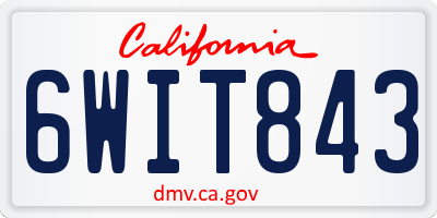 CA license plate 6WIT843
