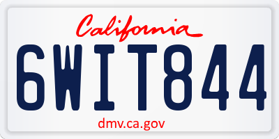 CA license plate 6WIT844
