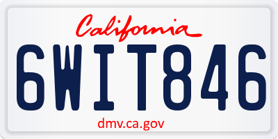 CA license plate 6WIT846