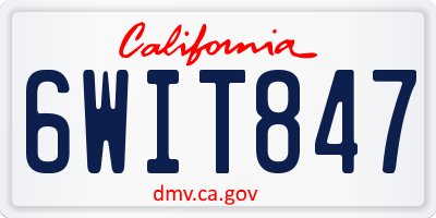 CA license plate 6WIT847