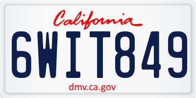 CA license plate 6WIT849