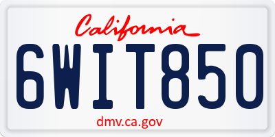 CA license plate 6WIT850