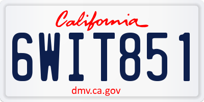 CA license plate 6WIT851