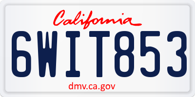 CA license plate 6WIT853