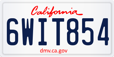 CA license plate 6WIT854