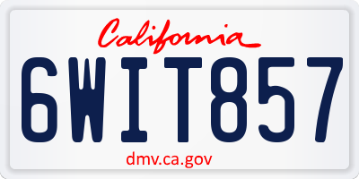 CA license plate 6WIT857