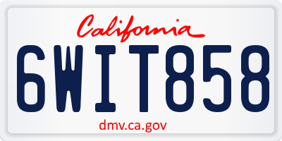 CA license plate 6WIT858