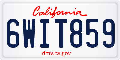 CA license plate 6WIT859