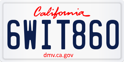 CA license plate 6WIT860
