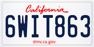 CA license plate 6WIT863