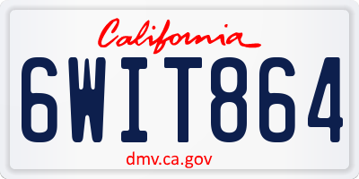 CA license plate 6WIT864