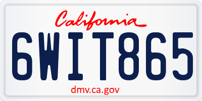CA license plate 6WIT865