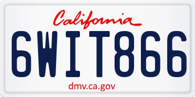 CA license plate 6WIT866