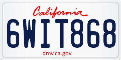 CA license plate 6WIT868