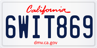 CA license plate 6WIT869