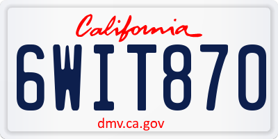 CA license plate 6WIT870