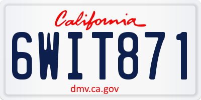 CA license plate 6WIT871