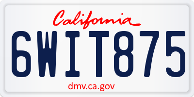 CA license plate 6WIT875