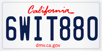 CA license plate 6WIT880