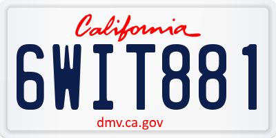CA license plate 6WIT881