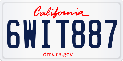 CA license plate 6WIT887