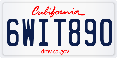 CA license plate 6WIT890