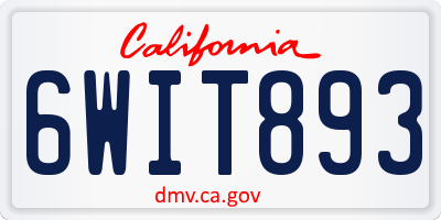 CA license plate 6WIT893