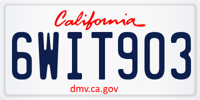 CA license plate 6WIT903