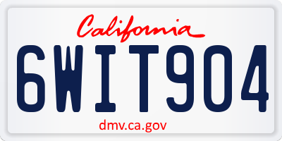 CA license plate 6WIT904