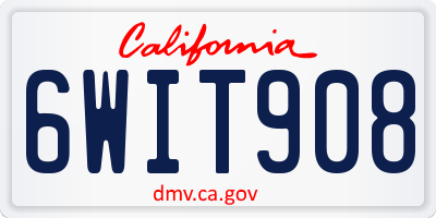 CA license plate 6WIT908