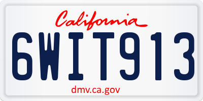 CA license plate 6WIT913