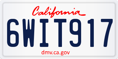 CA license plate 6WIT917