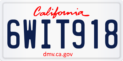 CA license plate 6WIT918
