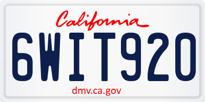 CA license plate 6WIT920