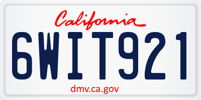 CA license plate 6WIT921