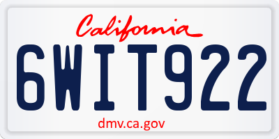 CA license plate 6WIT922