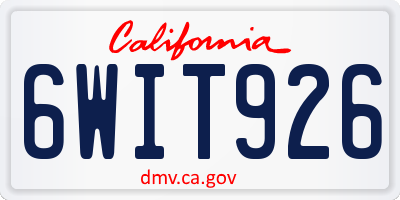 CA license plate 6WIT926