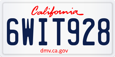 CA license plate 6WIT928