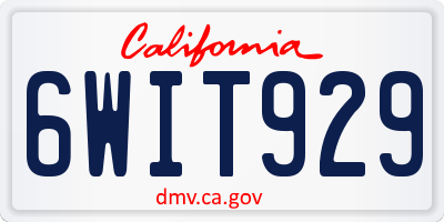 CA license plate 6WIT929
