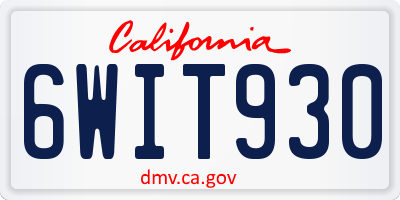 CA license plate 6WIT930