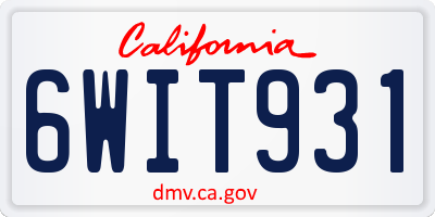 CA license plate 6WIT931