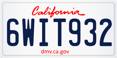 CA license plate 6WIT932