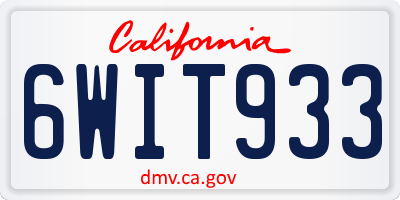 CA license plate 6WIT933