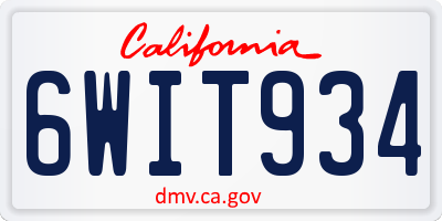 CA license plate 6WIT934