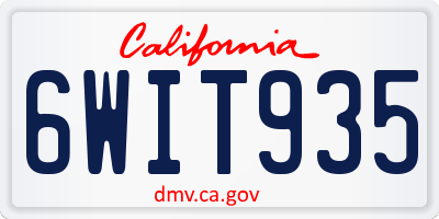 CA license plate 6WIT935