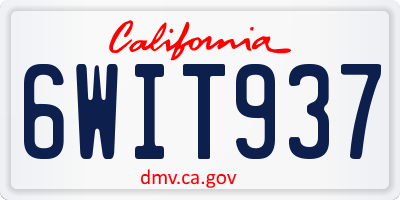 CA license plate 6WIT937