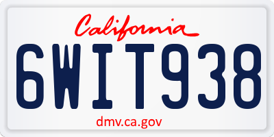 CA license plate 6WIT938