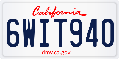 CA license plate 6WIT940