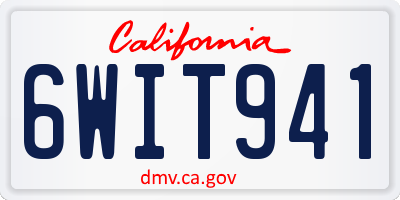 CA license plate 6WIT941