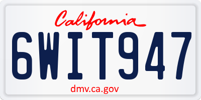 CA license plate 6WIT947